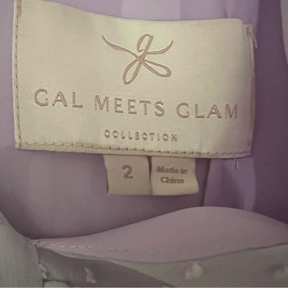 NWOT Gal Meets Glam Hillary Clip Dot Lilac Chiffon Midi Dress Size 2 - Picture 8 of 9